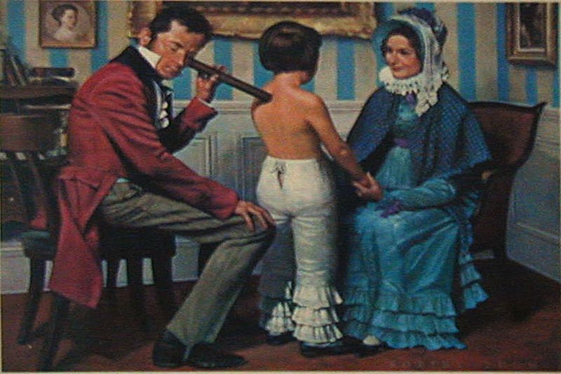 Ren�  Laennec  with stethoscope