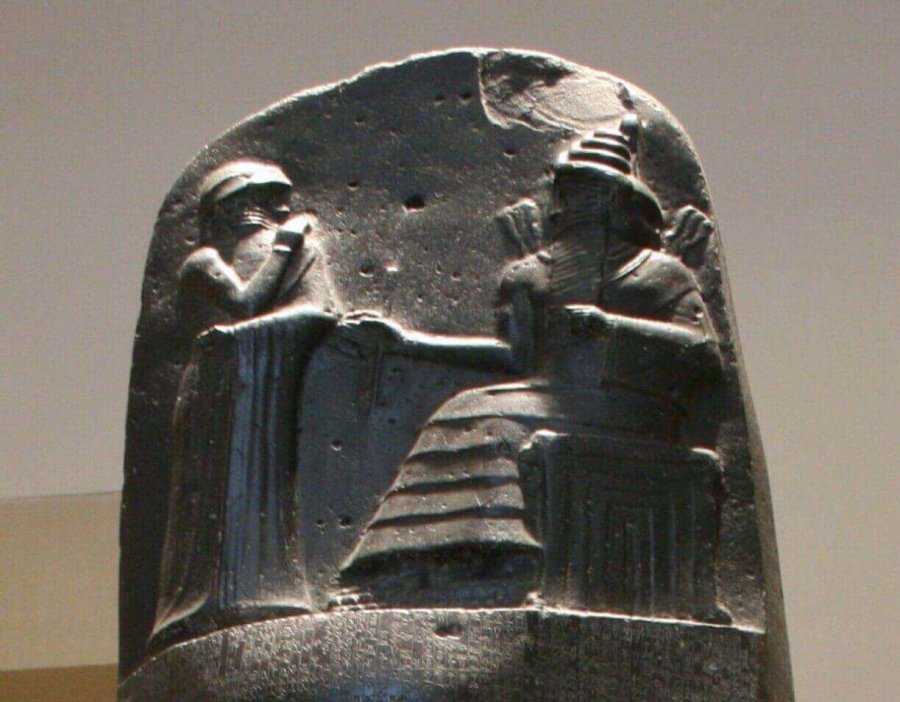 Top area of stele having Code of Hammurabi.
